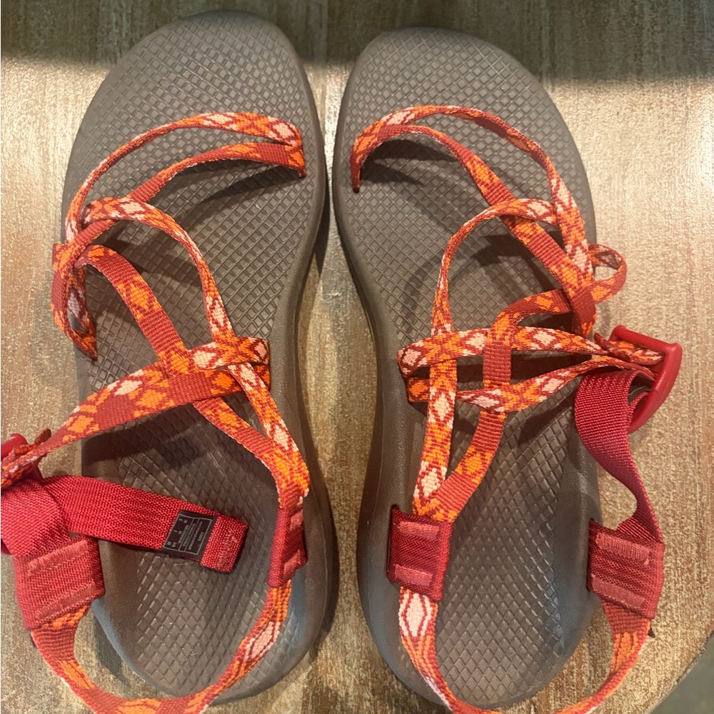 Chaco Red and Orange Sandals